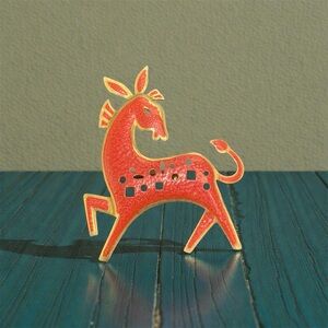 James T Hall Yankee Silversmith donkey/deer brooch